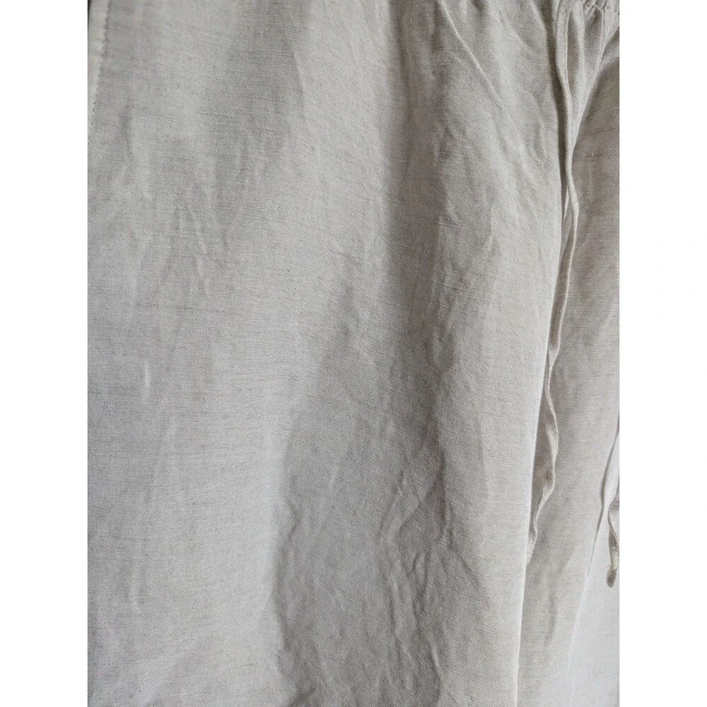 h&m Medium Linen Blend Wide Leg Pants Trousers Flax Oatmeal Minimalist Womens